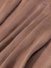 Diamante Silk Hijab Brown | Premium Luxury Silk Hijab for Elegant Modest Wear - Image 2