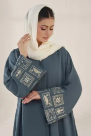 Blue Dianne Embroidered Abaya - Image 2