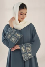 Blue Dianne Embroidered Abaya - Image 4