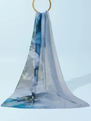 Digital Georgette Chiffon -Lotus Navy