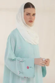 Frost Blue Embroidered Abaya - Image 6