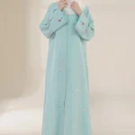 Frost Blue Embroidered Abaya