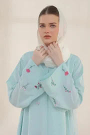 Frost Blue Embroidered Abaya - Image 2
