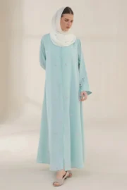 Frost Blue Embroidered Abaya - Image 3