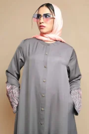 Hibiscus Mid Grey Abaya - Image 4
