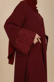 Raspberry Manipulated Flare Abaya - Image 2