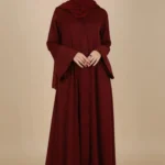 Raspberry Manipulated Flare Abaya