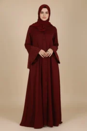Raspberry Manipulated Flare Abaya
