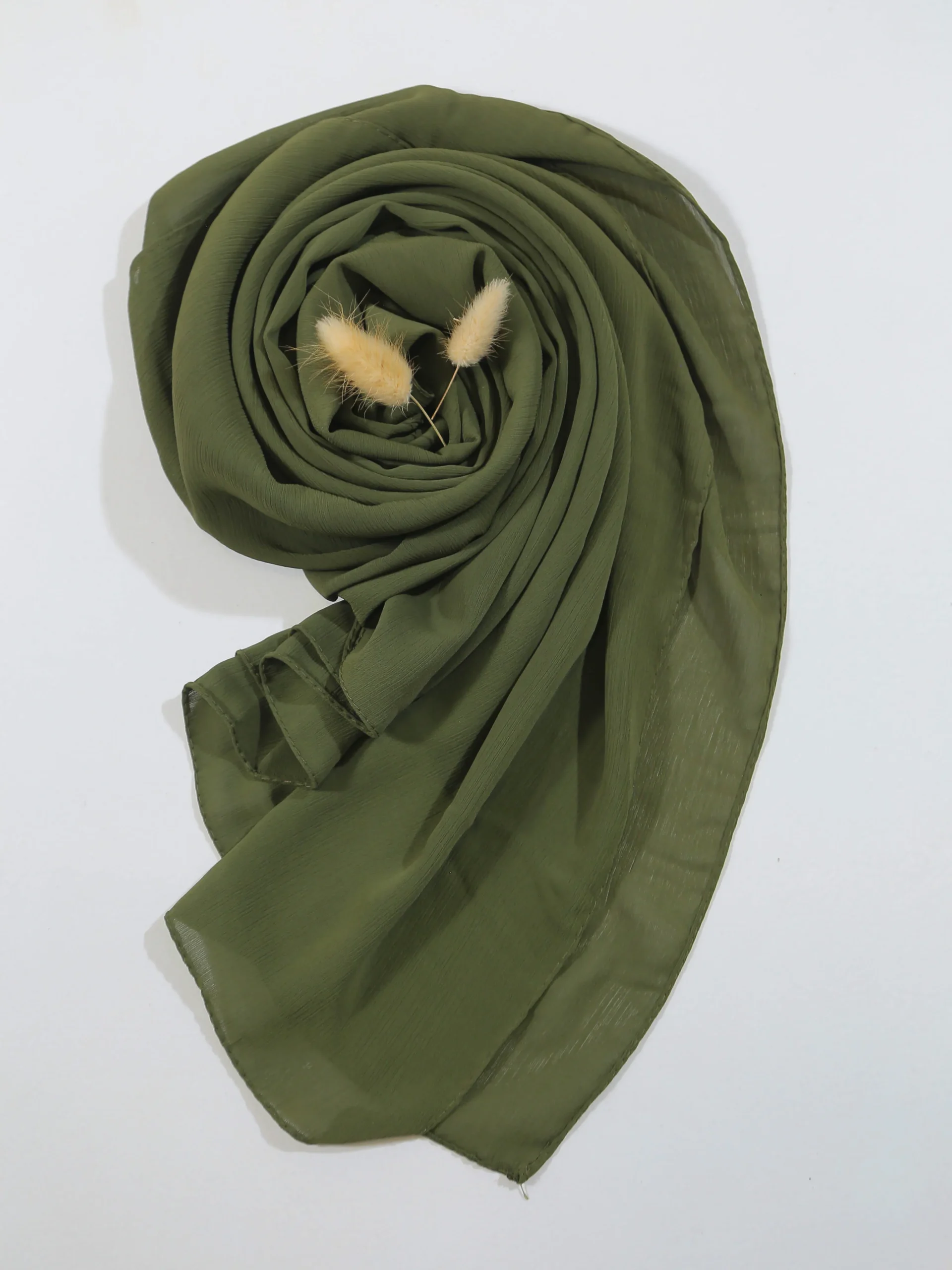 Crinkle Georgette Hijab Moss Green Premium Lightweight Hijab Crinkle Georgette Hijab Moss Green Premium Lightweight Hijab - Image 1