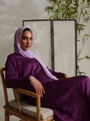 Relaxed Zip Maxi Abaya - Plum Purple - Image 7