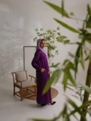Relaxed Zip Maxi Abaya - Plum Purple - Image 6