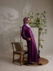 Relaxed Zip Maxi Abaya - Plum Purple - Image 5