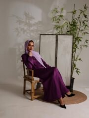 Relaxed Zip Maxi Abaya - Plum Purple - Image 4